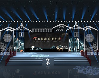 中式戏台风格舞台3d模型下载