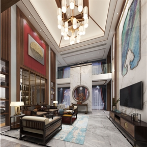 新中式 复式客厅 别墅