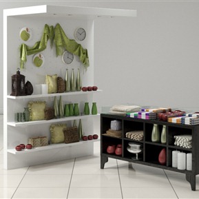 现代 货架 超市小品