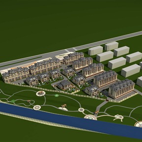 欧式 鸟瞰图 小区鸟瞰