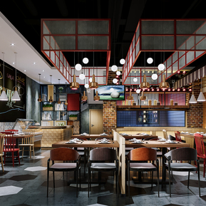 工业LOFT 餐厅 烧烤店大厅