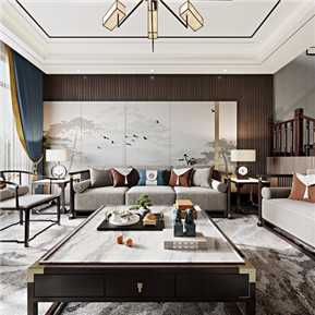 新中式 客餐厅 客餐厅全景