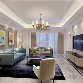 现代 客厅 客厅沙发餐厅餐桌装饰柜组合