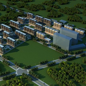 现代 鸟瞰图 小区鸟瞰