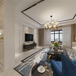 后现代 客餐厅 客餐厅厨房全景