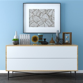 现代 玄关柜 装饰柜 边柜 装饰画 装饰品组合