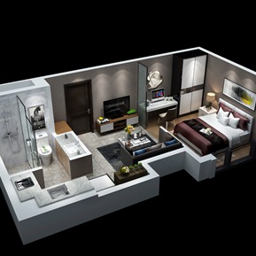 现代 鸟瞰图 客厅鸟瞰