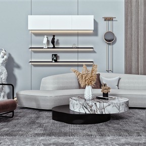 现代 沙发茶几组合 多人布艺沙发