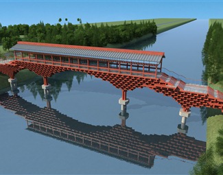 新中式古建廊桥