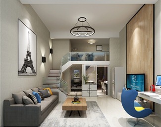 现代单身公寓客厅
