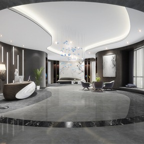 现代 大厅 酒店前台休息区