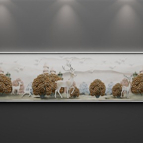 北欧 风景画 逐鹿生财床头装饰画 横版画