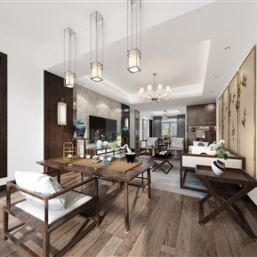 新中式 客厅 客餐厅