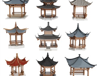 中式景观亭子六脚亭 古亭子 仿古亭 景观亭 凉亭 廊架 水榭 休息亭