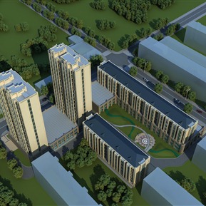 现代 住宅区 小区鸟瞰