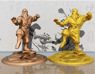 新中式 雕像 武僧 武术 老人 雕塑