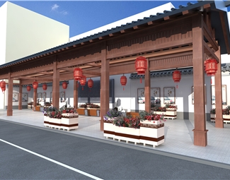 新中式 长廊 廊亭