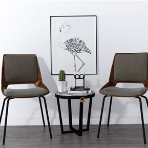 现代 休闲椅 茶几 装饰画组合