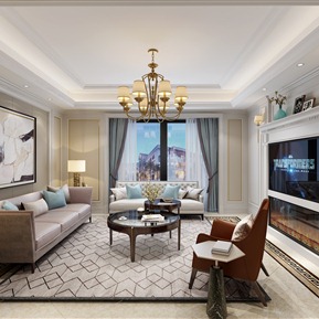 简欧 客厅 客厅沙发装饰柜组合