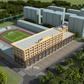 欧式 建筑 运动场跑道沿街商业会所