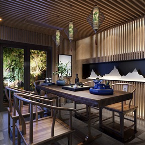 新中式 茶室 茶室泡茶桌椅