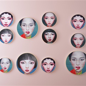 现代 人物画 抽象圆画艺术挂画装饰组合