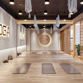 日式 瑜伽室 健身房瑜伽室休息区