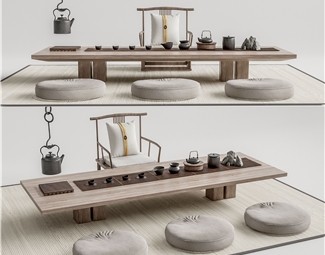 新中式木质茶桌面
