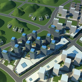 现代 鸟瞰图 生态建筑规划