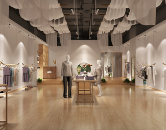 新中式 服装店 服装展厅 门头 禅意 坐垫
