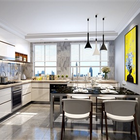 现代 厨房 厨房餐厅