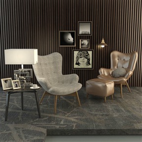 现代 休闲椅 简约单人沙发边几组合