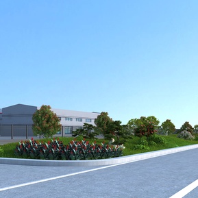 现代 道路 沿街绿化