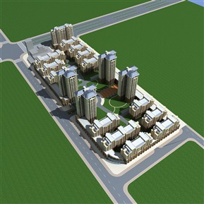 现代 鸟瞰图 小区住宅高层楼鸟瞰