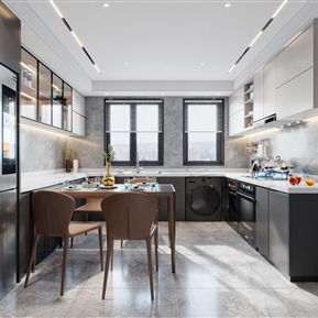 现代 厨房 厨房餐厅