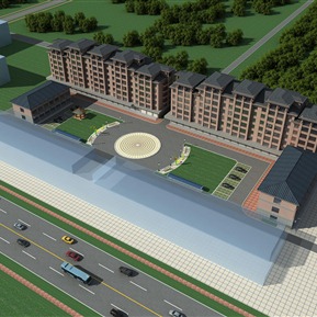 现代 住宅区 住宅广场鸟瞰