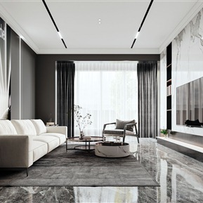 现代 客餐厅 黑白灰客餐厅