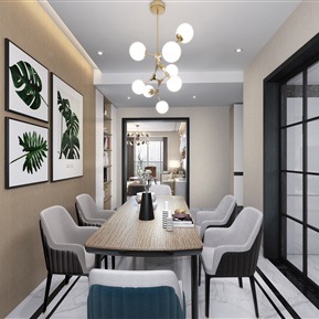 现代 餐厅 客厅 卧室 客餐厅 餐桌椅 沙发茶几组合 吊灯 摆件