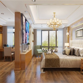 简欧 卧室 主人房 金色