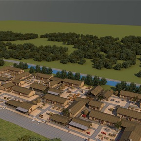 新中式 鸟瞰图 农家乐村庄鸟瞰