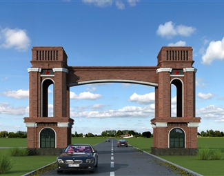 现代景区大门效果图3d模型下载