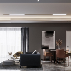 现代 客餐厅 黑白灰