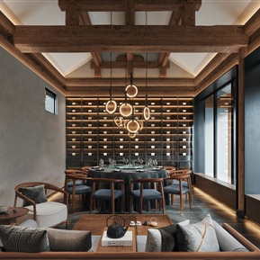 新中式 包间 酒店餐厅包间