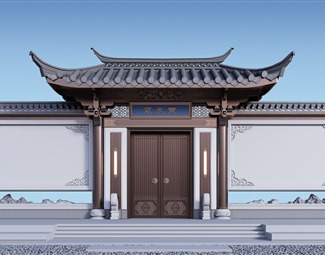 中式小区单元入口