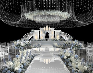 简欧 婚礼现场 婚礼场地蓝色婚礼