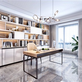 现代 书房 书房书柜