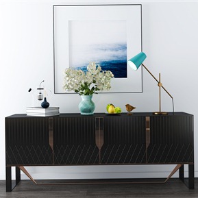 后现代 边柜 装饰柜 装饰画 装饰品组合