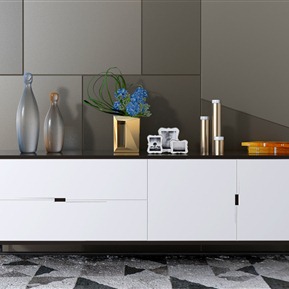 现代 电视柜 装饰柜 边柜 装饰画 装饰品组合