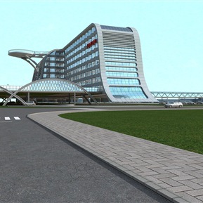 现代 医院建筑 医院玻璃办公楼
