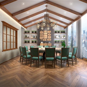 包间 餐厅包间 吊灯 多人餐桌